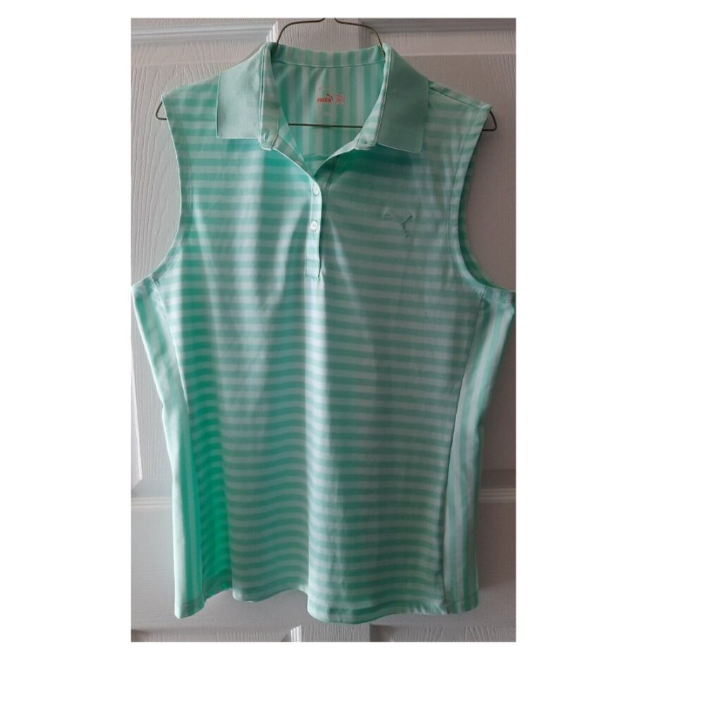 Puma Sports Lifestyle Sleeveless Dry Cell Polo Light Green/White Women's XL